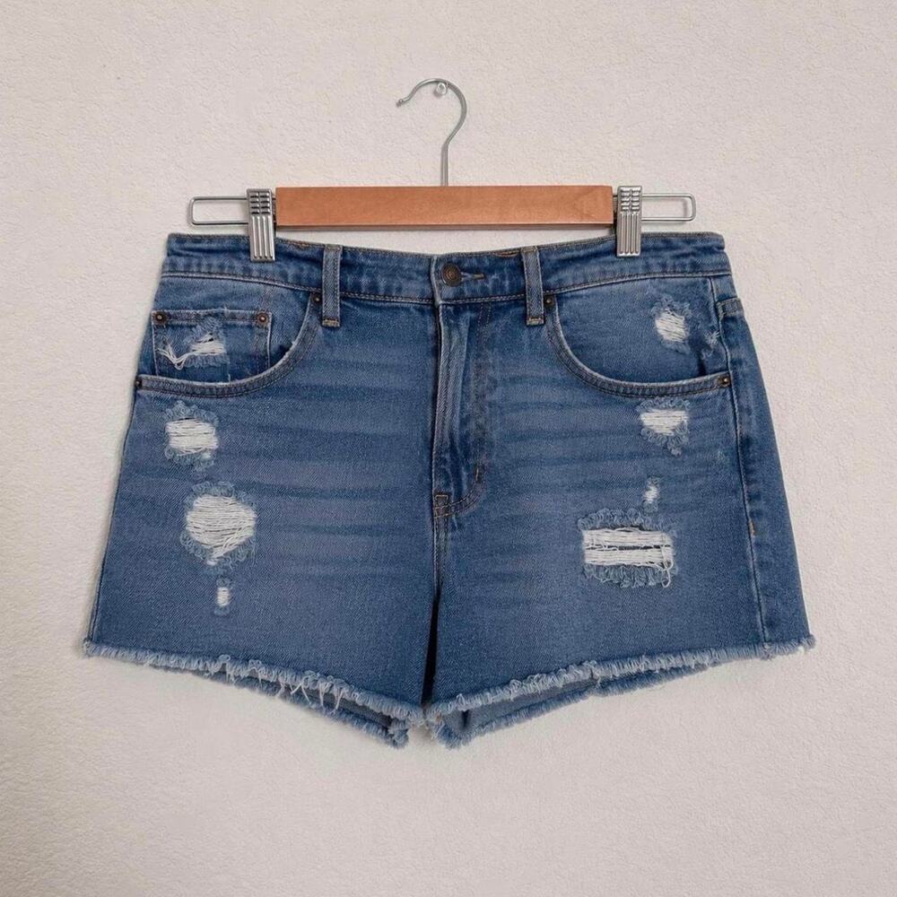 abercrombie & fitch mid‑rise boyfriend denim shorts - size 28/6